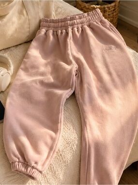 Comfrt Oversized Fleece Sweatpants XL Dusty Rose Pink Beige Cozy